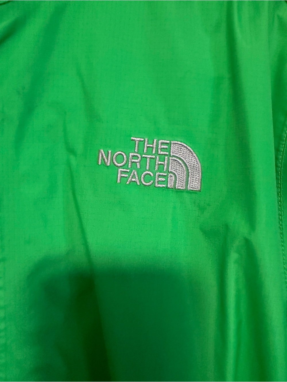 The North Face Green Hooded Rain Jacket with White Panels - Picture 3 of 5